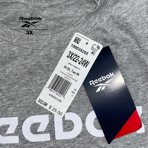 NWT Reebok T-shirt with Logo in Grey Size 3X/22-24W - Picture 3 of 3
